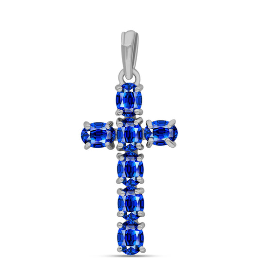 Kríž Strieborný Prívesok s Austrálskym Modrým Zafírom