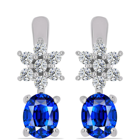 Strieborné Náušnice s Austrálskym Modrým Zafírom a Bielym Topásom