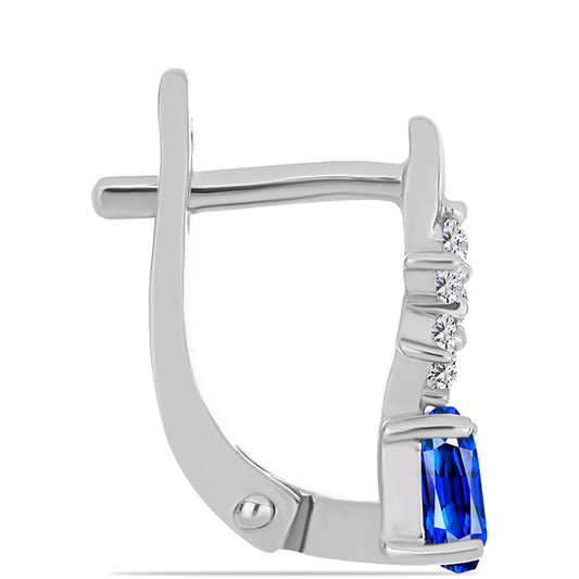 Strieborné Náušnice s Austrálskym Modrým Zafírom a Bielym Topásom