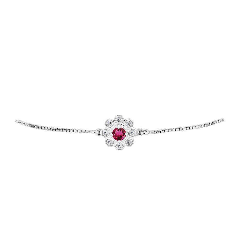 Strieborný Náramok s Rubellitom z Cruzeira a Bielym Topásom