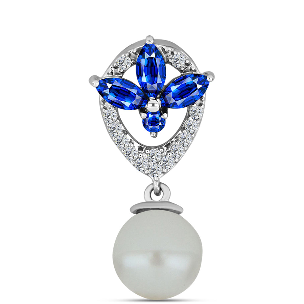 Strieborný Prívesok s Austrálskym Modrým Zafírom a so Sladkovodnou Bielou Perlou 1 