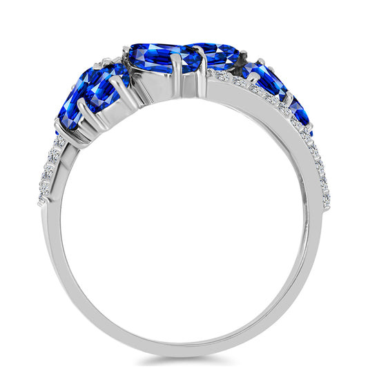 Strieborný Prsteň s Austrálskym Modrým Zafírom a Bielym Topásom