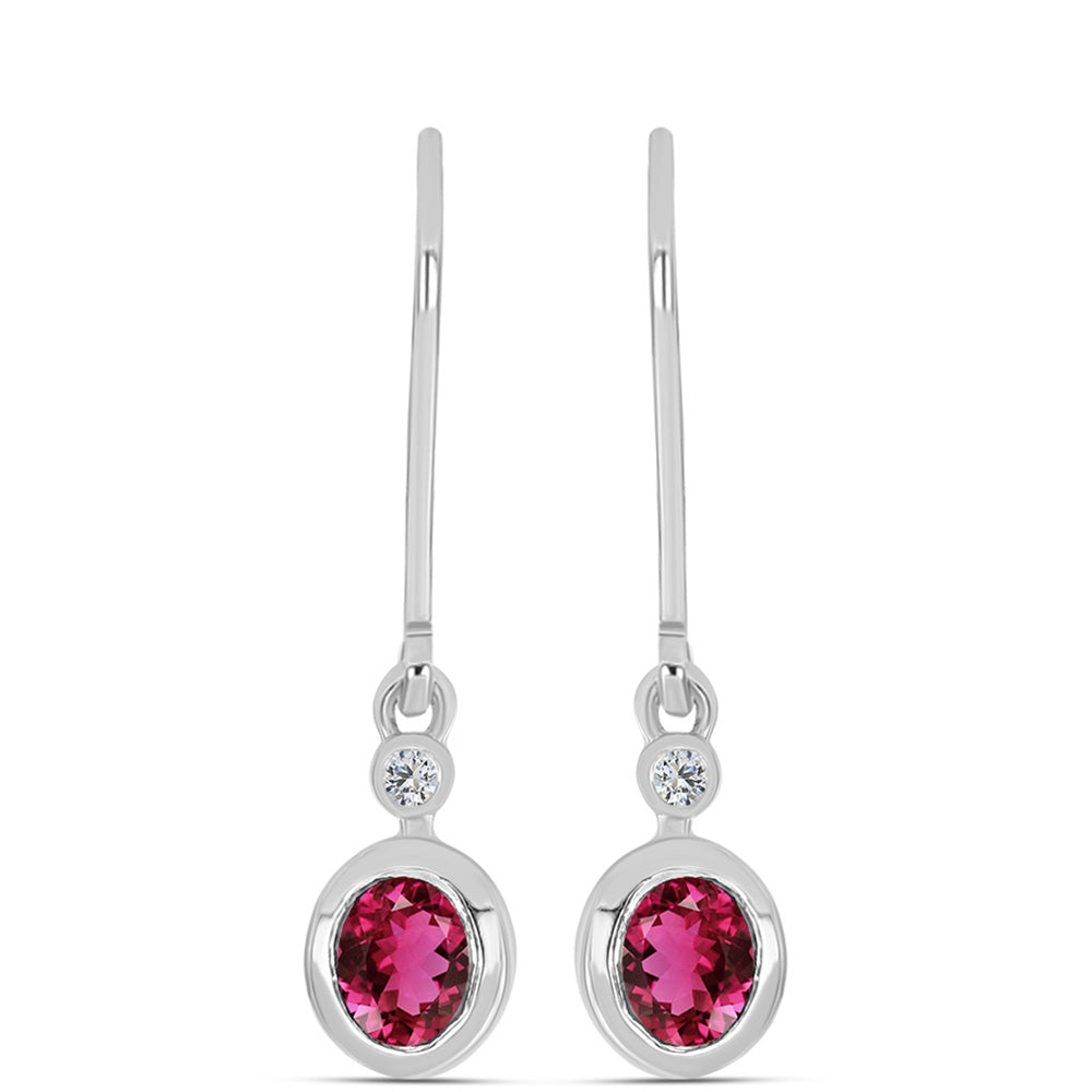 Strieborné Náušnice s Rubellitom z Cruzeira a Bielym Topásom