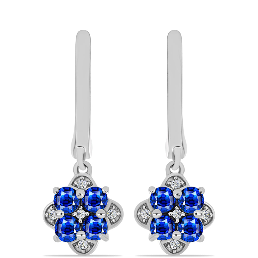 Strieborné Náušnice s Austrálskym Modrým Zafírom a Bielym Topásom 1 
