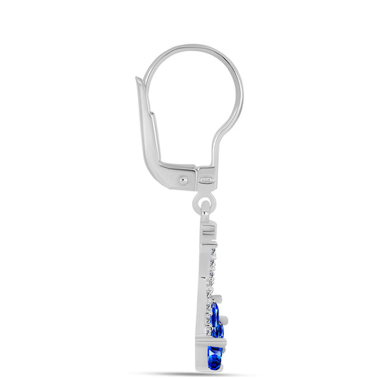 Strieborné Náušnice s Austrálskym Modrým Zafírom a Bielym Topásom