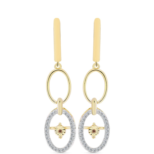 Pozlátené Strieborné Náušnice s Koňakovým Diamantom a Bielym Topásom