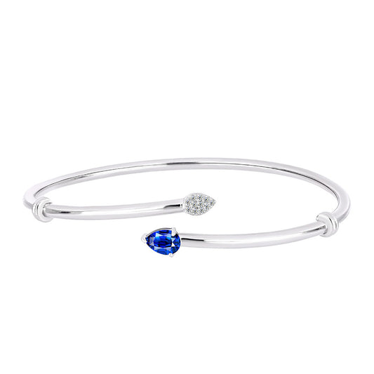 Strieborný Náramok s Austrálskym Modrým Zafírom a Bielym Topásom