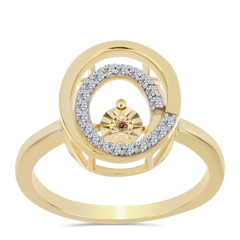 Pozlátený Strieborný Prsteň s Koňakovým Diamantom a Bielym Topásom 3 