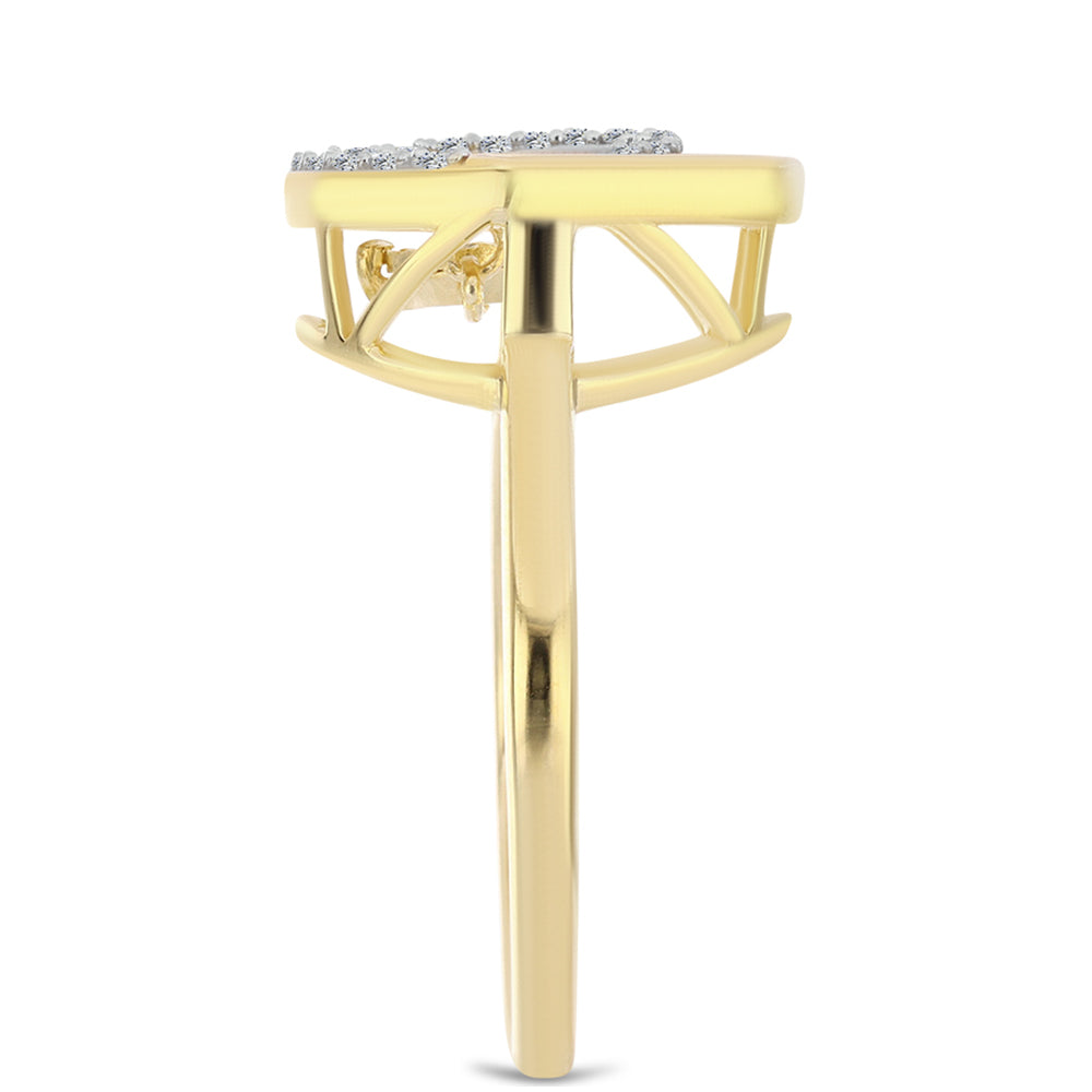 Pozlátený Strieborný Prsteň s Koňakovým Diamantom a Bielym Topásom 4 