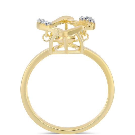 Pozlátený Strieborný Prsteň s Koňakovým Diamantom a Bielym Topásom