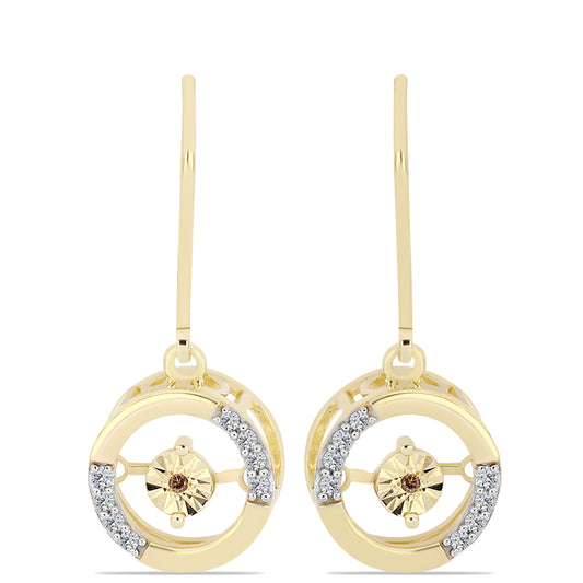 Pozlátené Strieborné Náušnice s Koňakovým Diamantom a Bielym Topásom