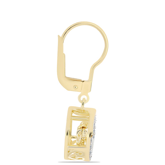 Pozlátené Strieborné Náušnice s Koňakovým Diamantom a Bielym Topásom