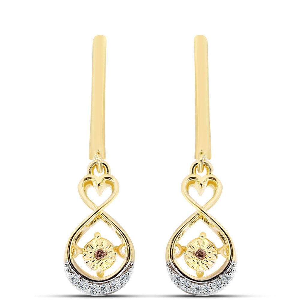 Pozlátené Strieborné Náušnice s Koňakovým Diamantom a Bielym Topásom