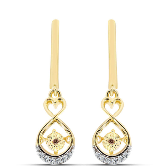 Pozlátené Strieborné Náušnice s Koňakovým Diamantom a Bielym Topásom