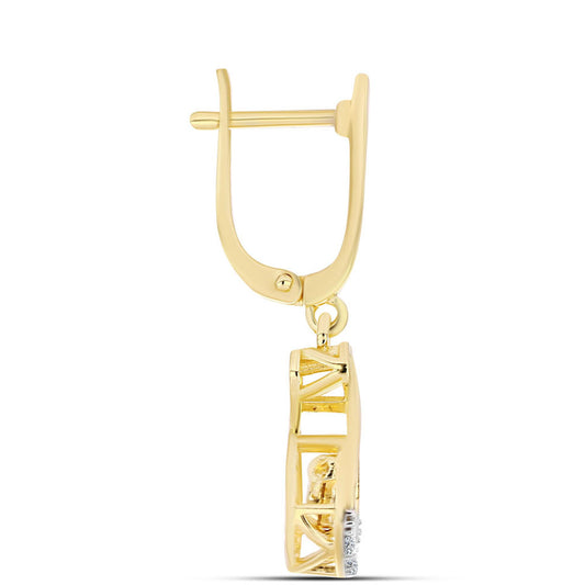 Pozlátené Strieborné Náušnice s Koňakovým Diamantom a Bielym Topásom