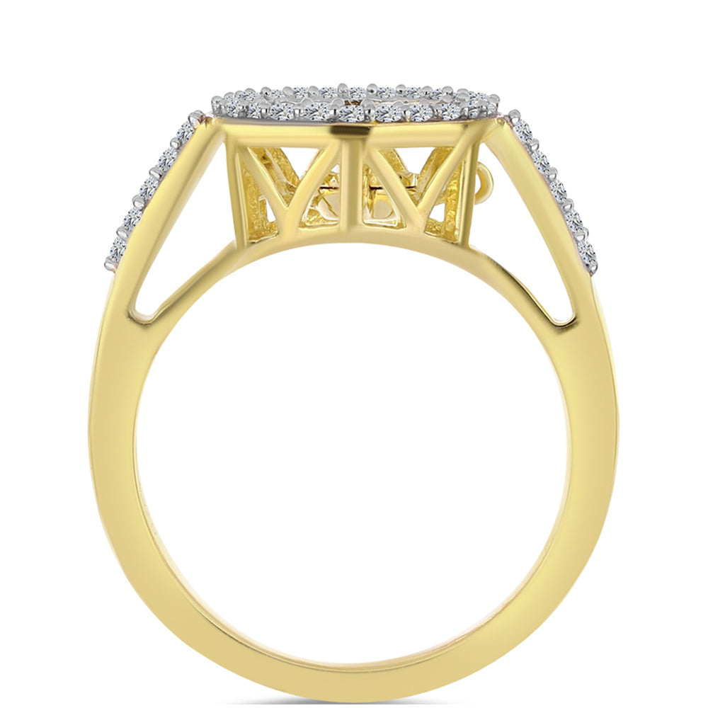 Pozlátený Strieborný Prsteň s Koňakovým Diamantom a Bielym Topásom