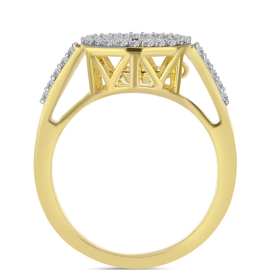 Pozlátený Strieborný Prsteň s Koňakovým Diamantom a Bielym Topásom