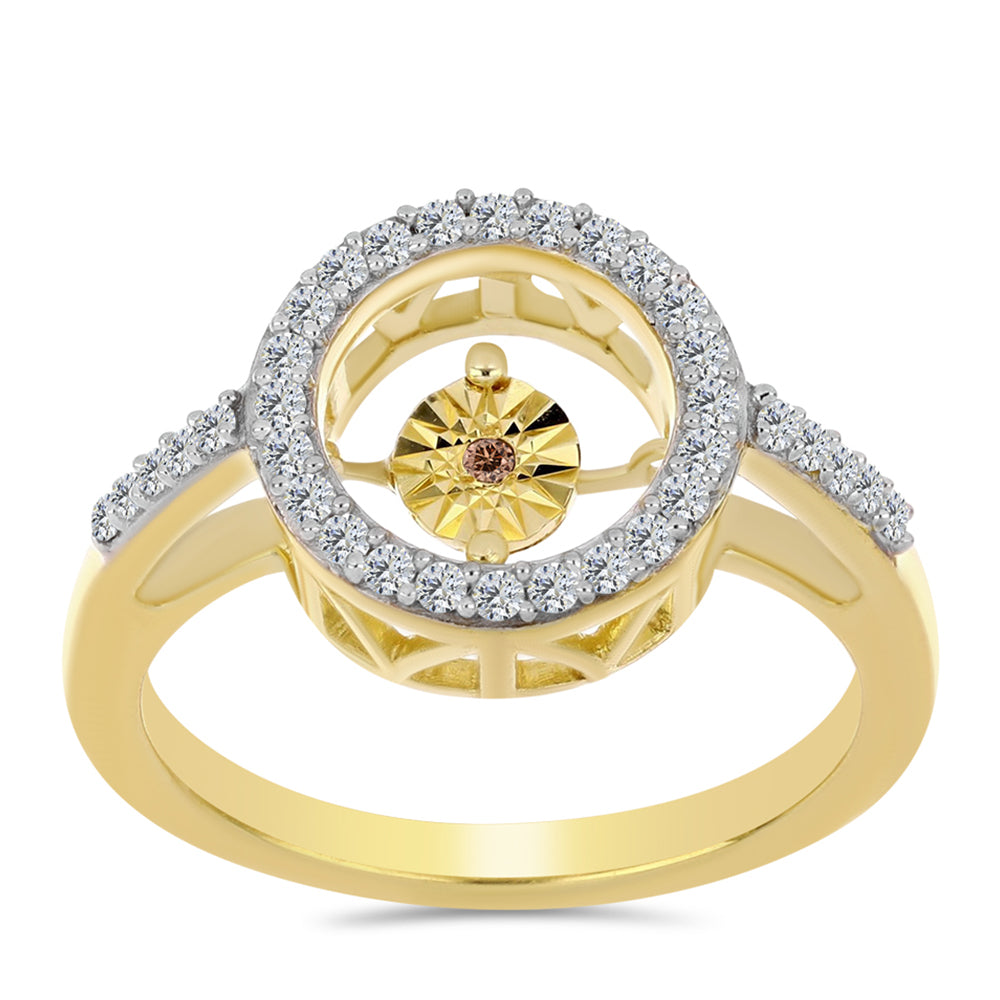 Pozlátený Strieborný Prsteň s Koňakovým Diamantom a Bielym Topásom 3 