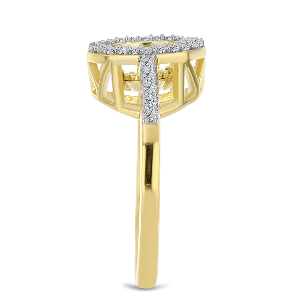 Pozlátený Strieborný Prsteň s Koňakovým Diamantom a Bielym Topásom