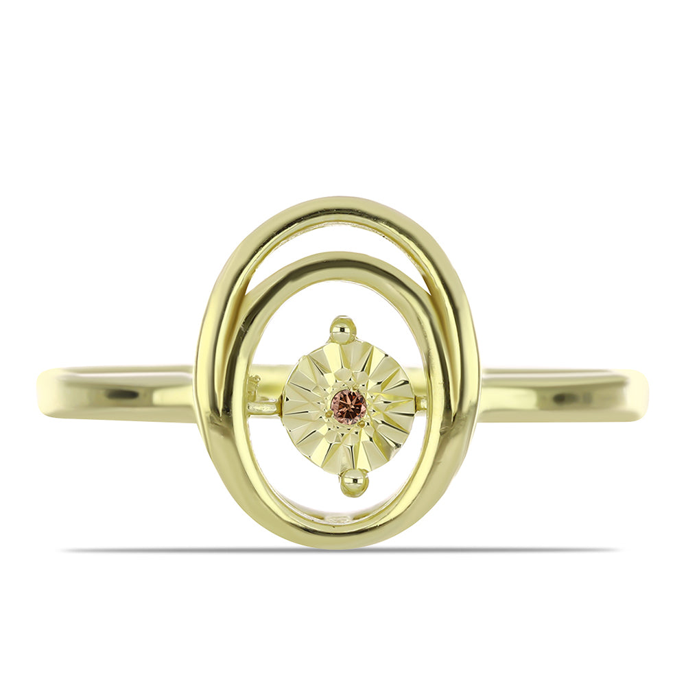 Pozlátený Strieborný Prsteň s Koňakovým Diamantom