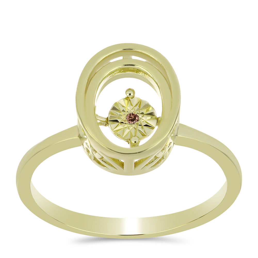 Pozlátený Strieborný Prsteň s Koňakovým Diamantom