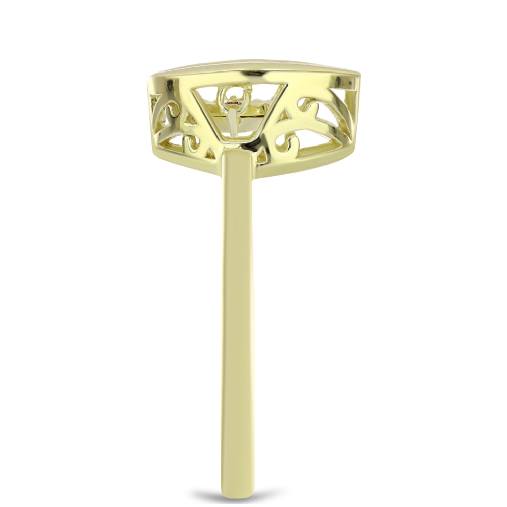 Pozlátený Strieborný Prsteň s Koňakovým Diamantom 4 