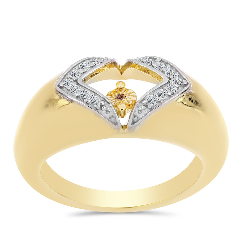 Pozlátený Strieborný Prsteň s Koňakovým Diamantom a Bielym Topásom 3 