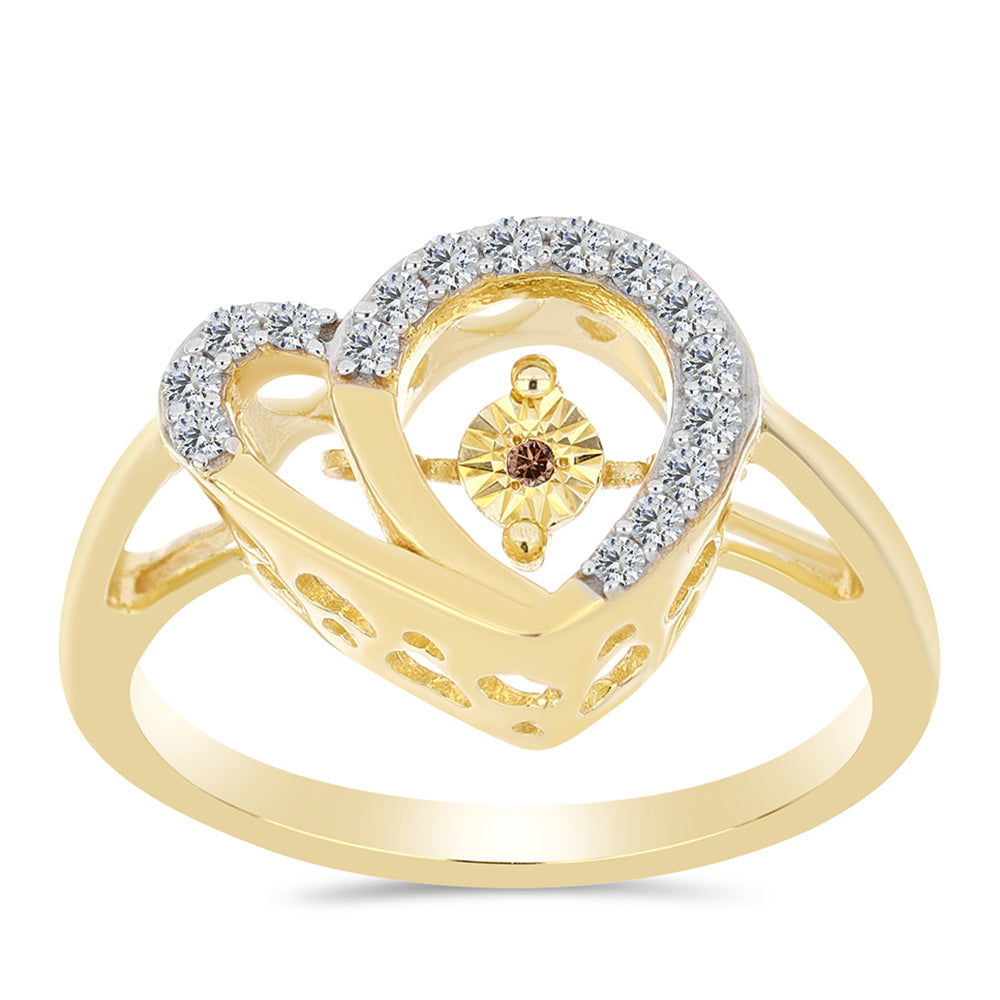 Pozlátený Strieborný Prsteň s Koňakovým Diamantom a Bielym Topásom 3 