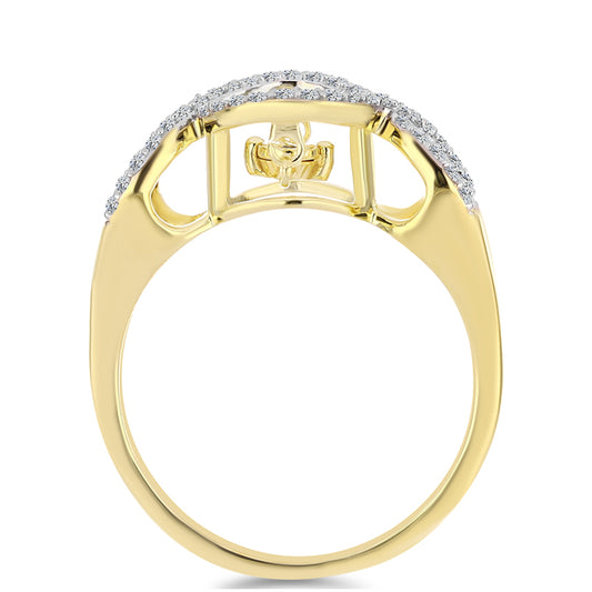 Pozlátený Strieborný Prsteň s Koňakovým Diamantom a Bielym Topásom