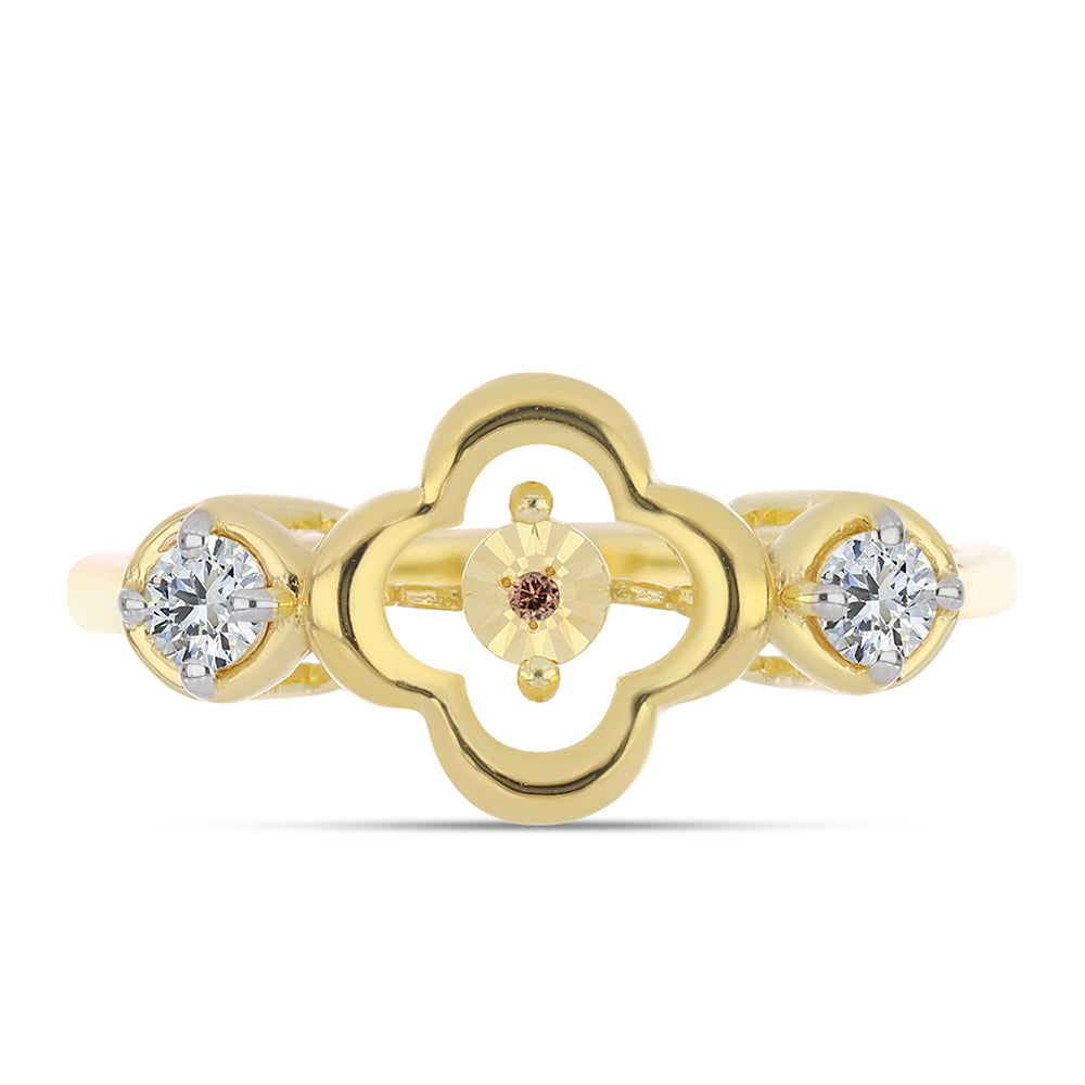 Pozlátený Strieborný Prsteň s Koňakovým Diamantom a Bielym Topásom 1 