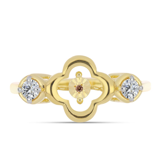 Pozlátený Strieborný Prsteň s Koňakovým Diamantom a Bielym Topásom