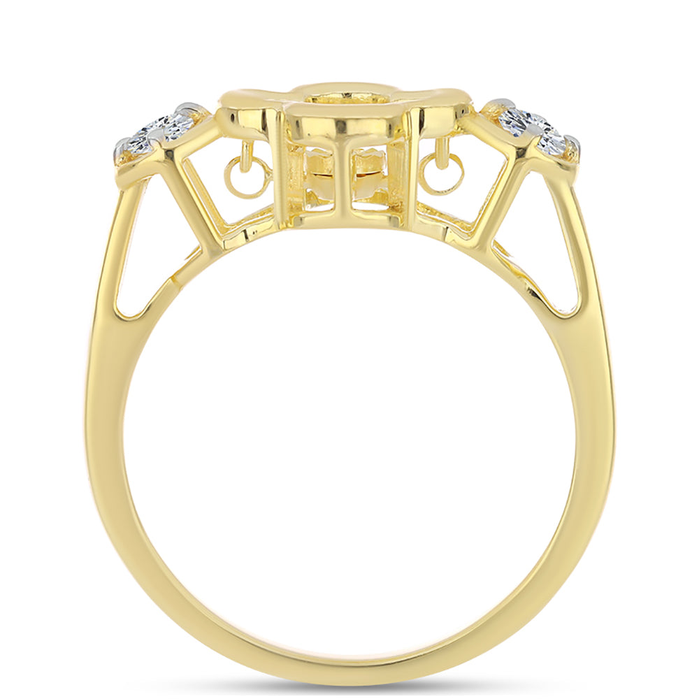 Pozlátený Strieborný Prsteň s Koňakovým Diamantom a Bielym Topásom