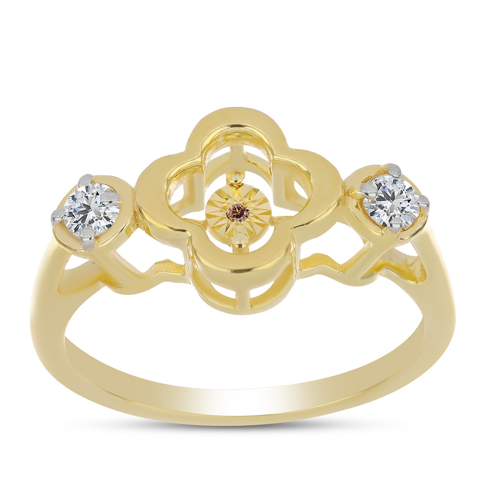 Pozlátený Strieborný Prsteň s Koňakovým Diamantom a Bielym Topásom