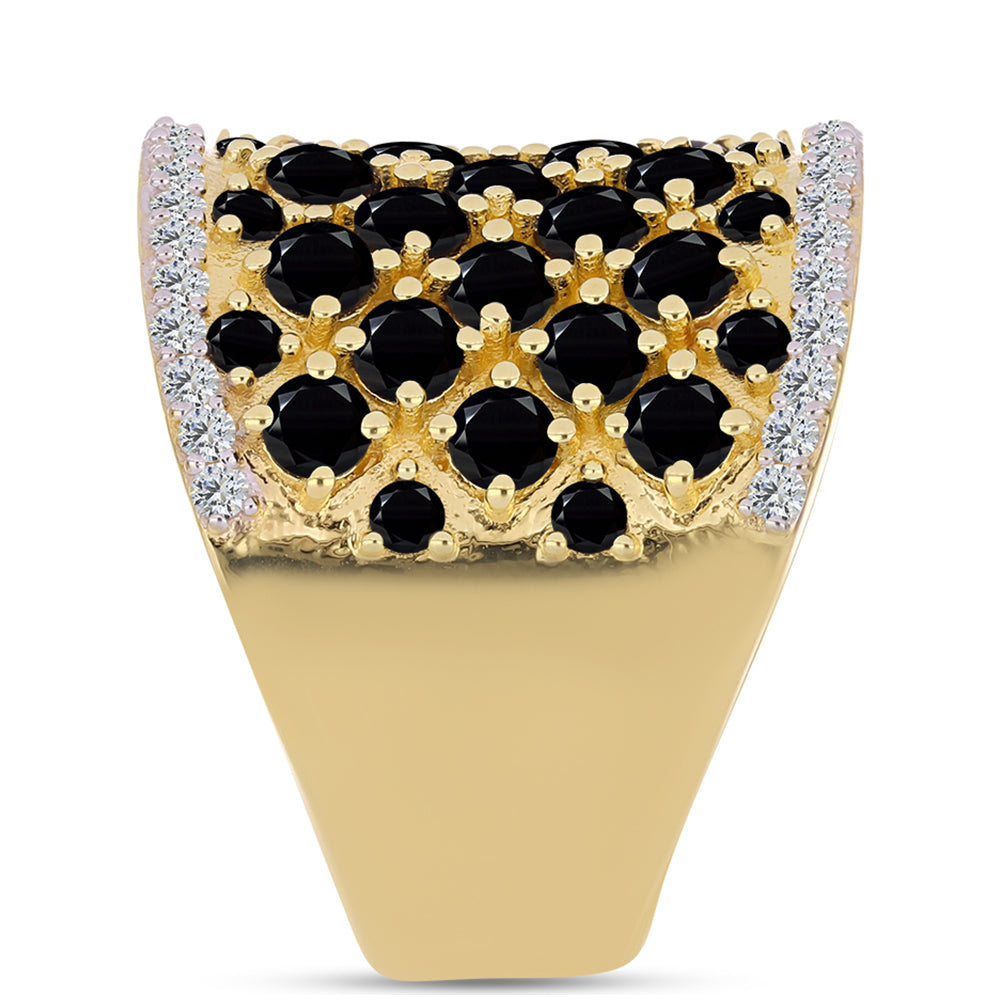 Pozlátený Strieborný Prsteň s Čiernym Ónyxom 4 