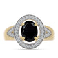 Pozlátený Strieborný Prsteň s Čiernym Ónyxom a Bielym Topásom