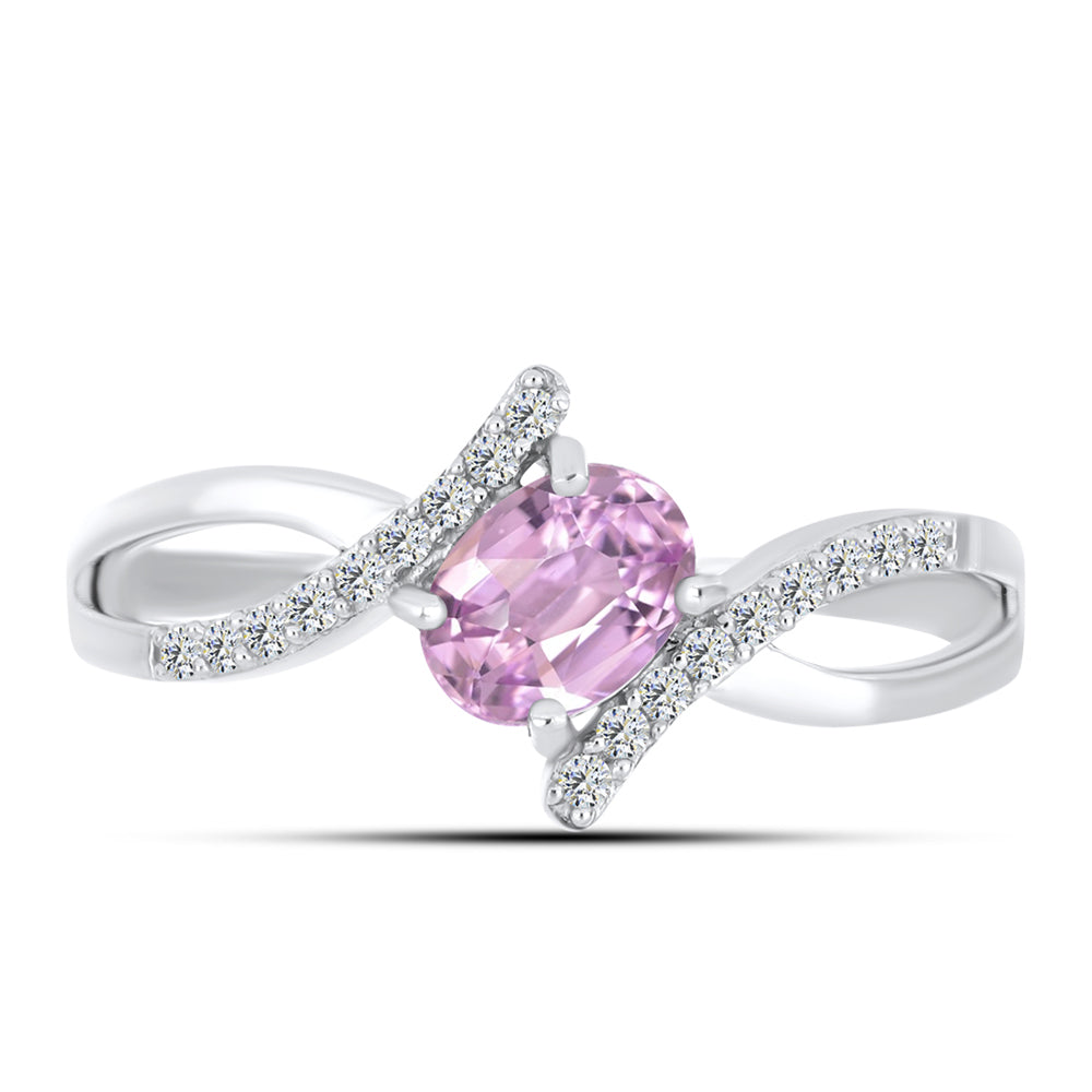Strieborný Prsteň s Kunzitom z Pala a Bielym Topásom 1 