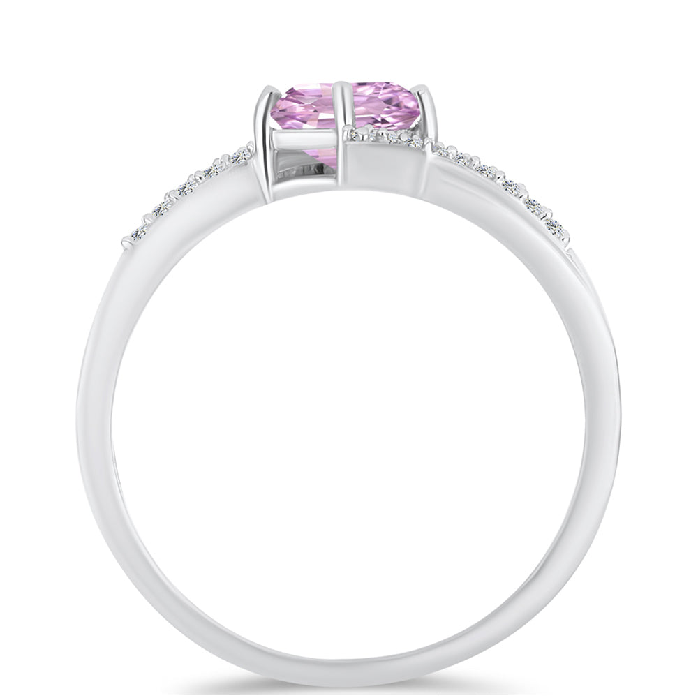 Strieborný Prsteň s Kunzitom z Pala a Bielym Topásom 2 