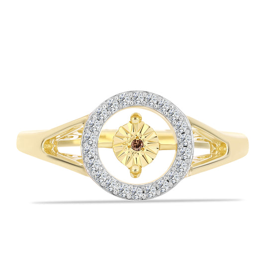 Pozlátený Strieborný Prsteň s Koňakovým Diamantom a Bielym Topásom