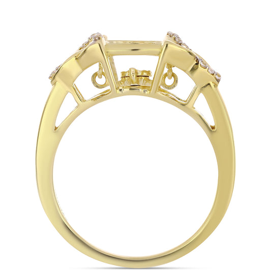 Pozlátený Strieborný Prsteň s Koňakovým Diamantom a Bielym Topásom