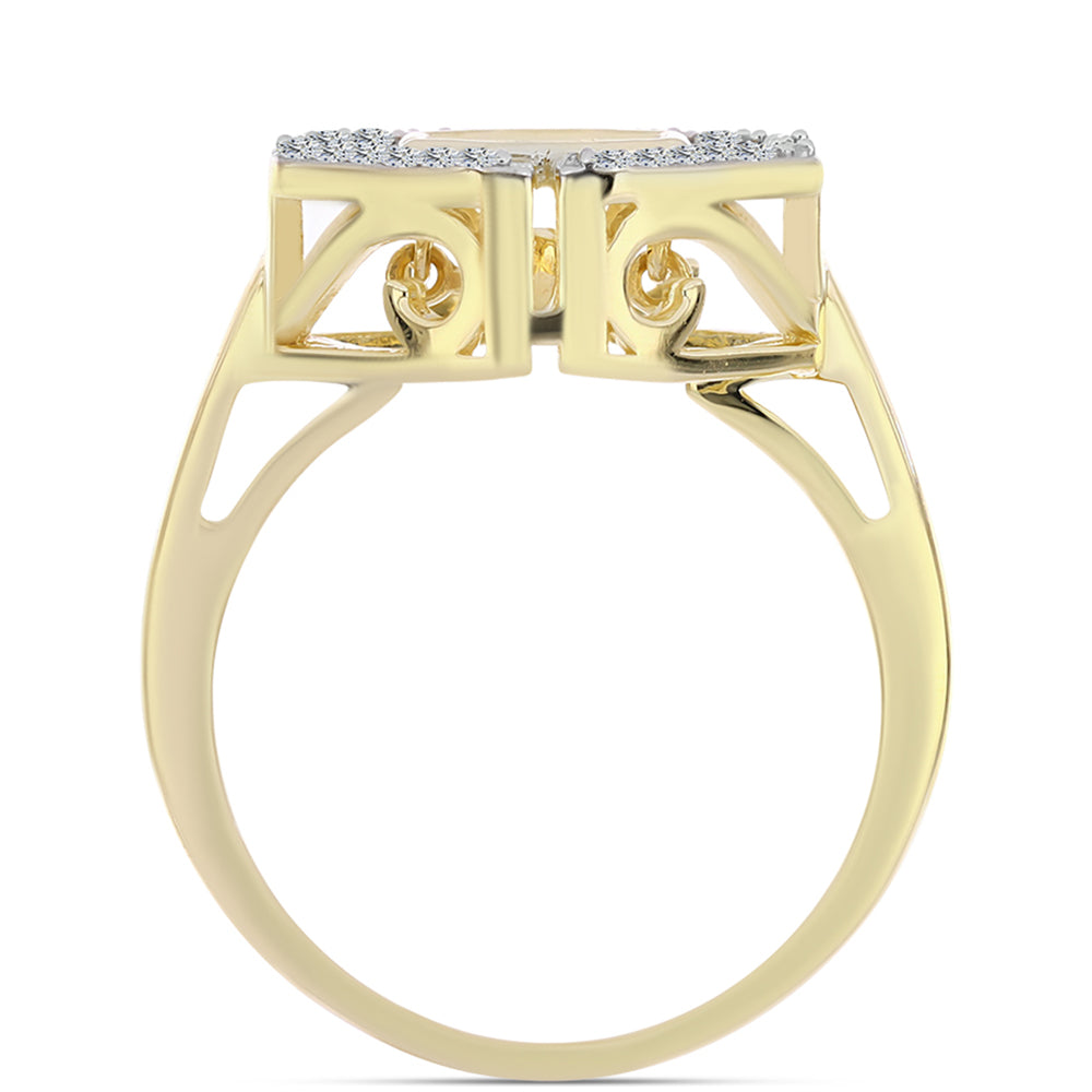 Pozlátený Strieborný Prsteň s Koňakovým Diamantom a Bielym Topásom 2 