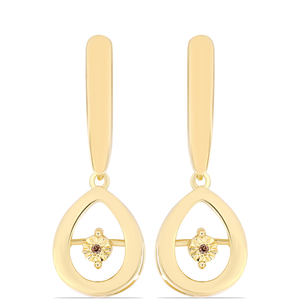 Pozlátené Strieborné Náušnice s Koňakovým Diamantom