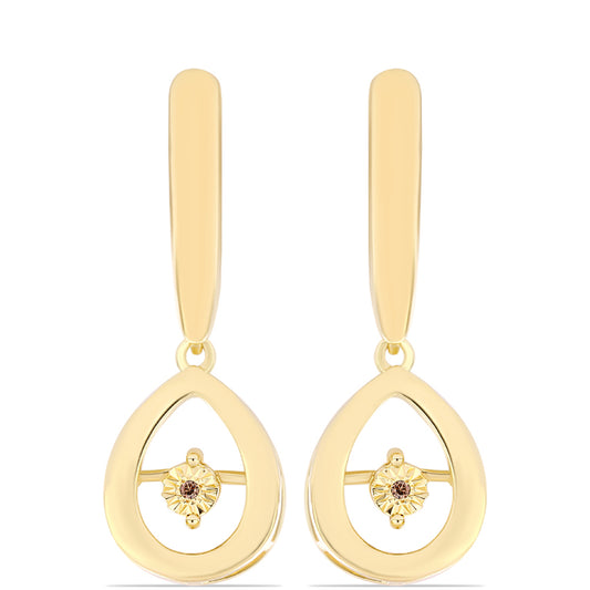 Pozlátené Strieborné Náušnice s Koňakovým Diamantom