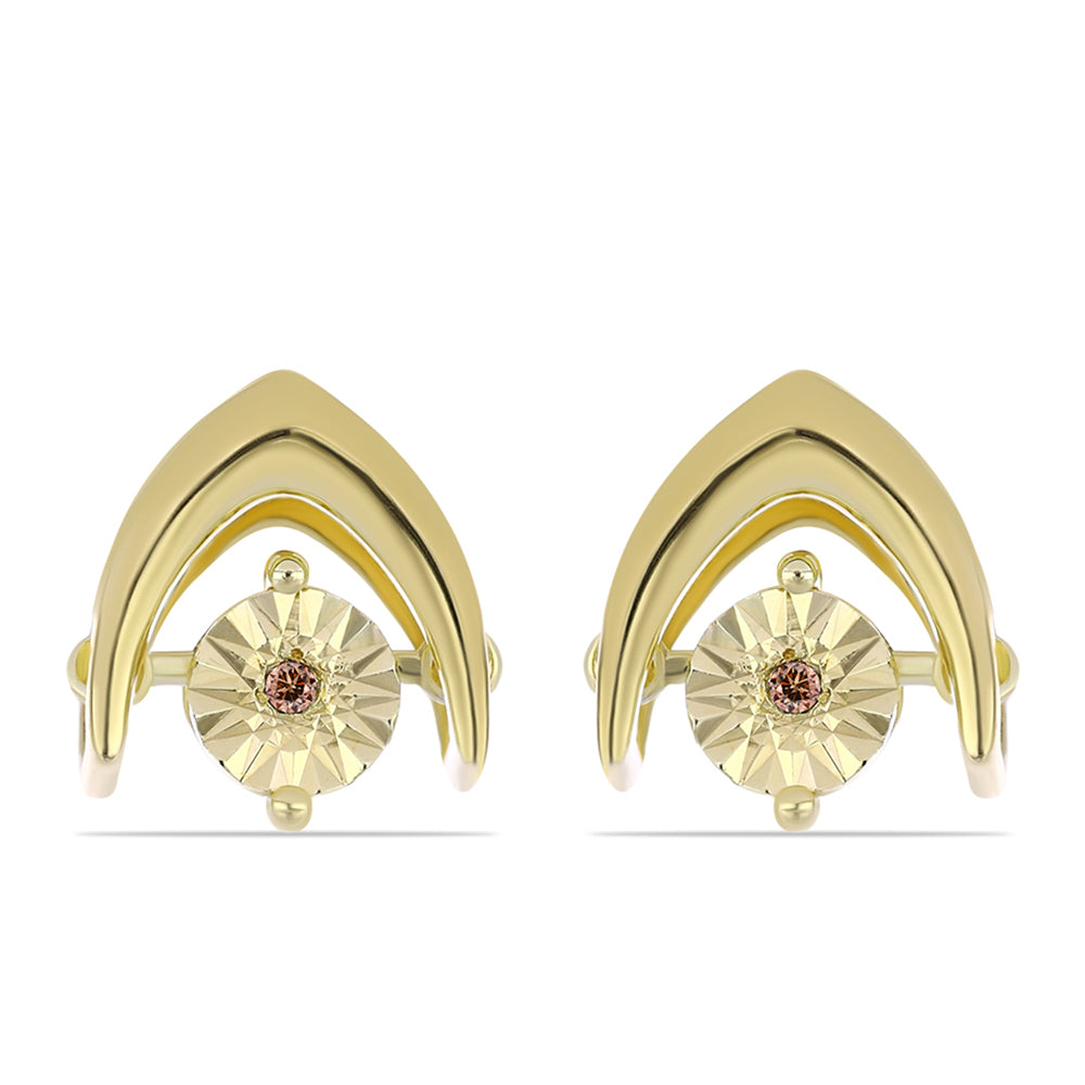 Pozlátené Strieborné Náušnice s Koňakovým Diamantom