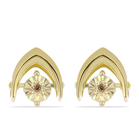 Pozlátené Strieborné Náušnice s Koňakovým Diamantom