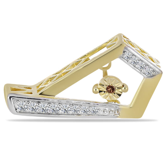 Pozlátené Strieborné Náušnice s Koňakovým Diamantom a Bielym Topásom