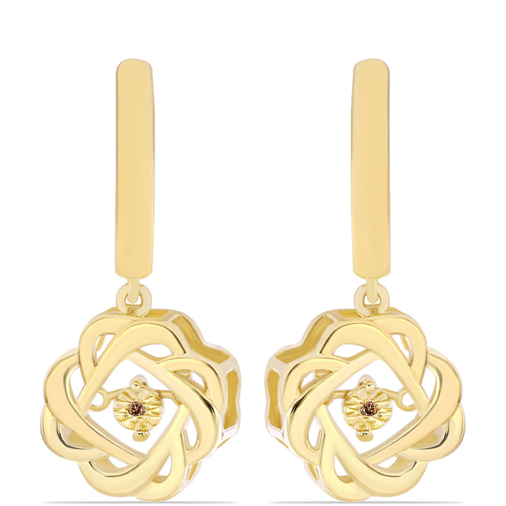 Pozlátené Strieborné Náušnice s Koňakovým Diamantom