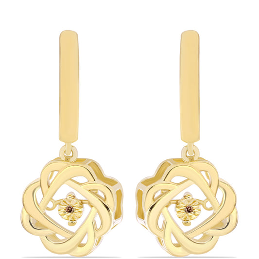 Pozlátené Strieborné Náušnice s Koňakovým Diamantom