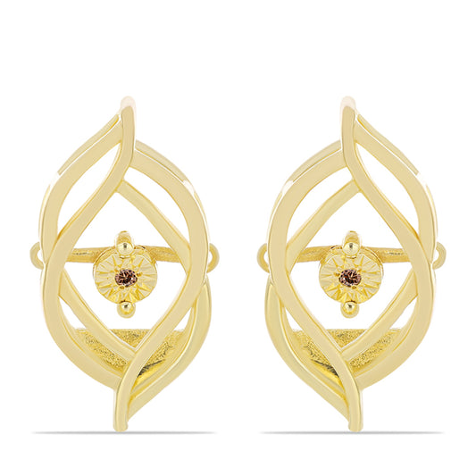 Pozlátené Strieborné Náušnice s Koňakovým Diamantom