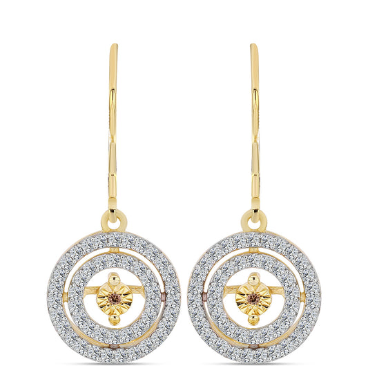 Pozlátené Strieborné Náušnice s Koňakovým Diamantom a Bielym Topásom