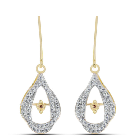 Pozlátené Strieborné Náušnice s Koňakovým Diamantom a Bielym Topásom